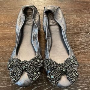 Silver Tory Burch Ballet Flat